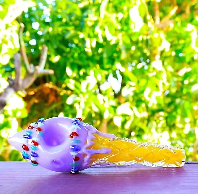 5  Lavender Yellow Ice Cream Glass Pipe Tobacco Smoking Herb Hand Pipes BB-29 • $14.95