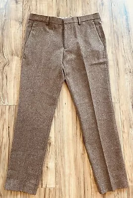 J Crew Ludlow Brown Herringbone Pants 34X32 Moon Wool • $129.99