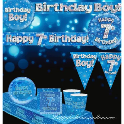 Age 7 / 7th Birthday Blue Themed Party Decorations & Party Table Decorations. • £3.75