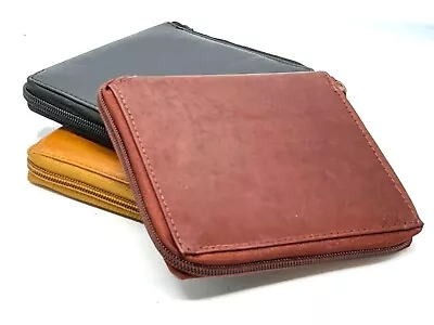 RFID Genuine Leather Zip-Around Credit Card Holder Men's Bifold Hipster Wallet • $17.70