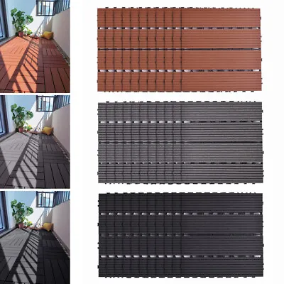 11x Decking Tiles WPC Interlocking Composite Decking Floor Garden Patio Balcony • £35.95