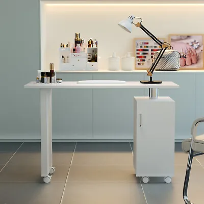 Pro White Manicure Table Technician Nail Art Tools Beauty Salon Bar Station Desk • £99.95