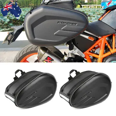 Universal 2x Motorcycle Pannier Side Bags Luggage Saddle Bags Waterproof Black • $62.99