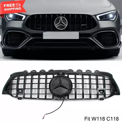 Black GTR Grille Front Grill LED For Mercedes C118 W118 CLA250 CLA200 2020-2023 • $103.96