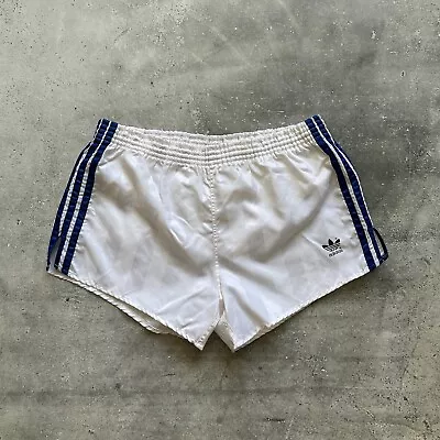 ADIDAS VINTAGE 80s SPRINTER SHORTS WHITE RACER RETRO NYLON RUNNING VINTEX SIZE L • £59.99