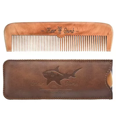 Wooden Hair Combs For MenMen's Wood Beard Comb With Leather Travel Case • $7.99