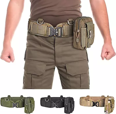 Tactical Battle Belt Set Slim Airsoft Molle Belt Shooting Hunting Game Belts Kha • $36.98