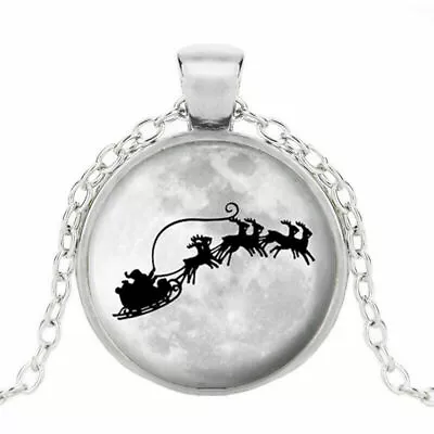 SANTA REINDEER MOON Pendant ( 20  Sterling Silver 925 Necklace ) Women Female  • $19.89