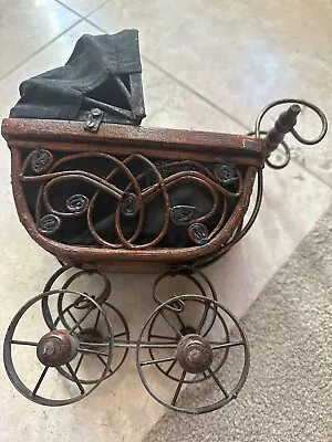 1950’s Vintage Baby Carriage Doll Buggy/Pram Victorian Wood/Metal For Deco Only • $22.99