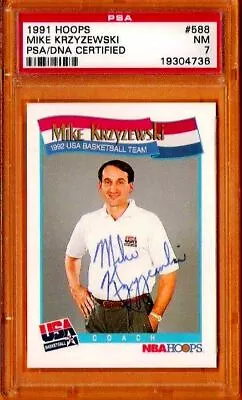 (POP 4) PSA 7 PSA DNA Autograph Rc Mike Krzyzewski Auto 1991 Hoops Rookie Signed • $1500