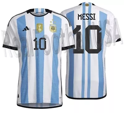 Adidas Lionel Messi Argentina Authentic Match 3 Stars Home Jersey 2023 • $249.99