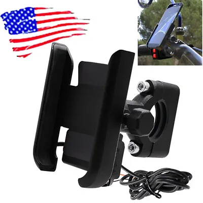 Motorcycle Handlebar Mount GPS Cell Phone Holder USB Charger For Harley Davidson • $15.59