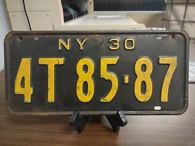 1930 New York Vintage License Plate Original 4T8587 YOM 1930 More In Store GC • $56.98