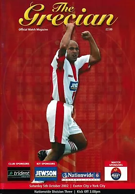 Exeter City V York City  Programme Division 3 October 2002 • £5.99