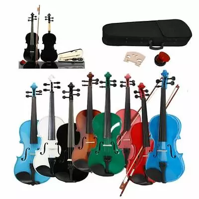 Natural Black White Pink 4/4 3/4 1/2 1/4 1/8 Size Acoustic Violin Fiddle Gift • $47.99