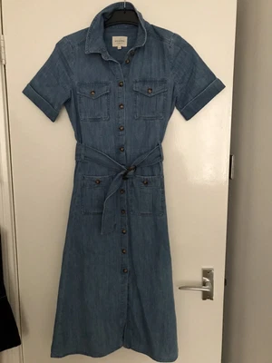 £55 • Buy SEZANE Jeanette Shirt Dress Uk 6-8 Eu 34Blue Denim Chambray Belted