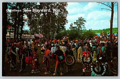 Indian Pow-wow Indian Village Historyland Hayward Wisconsin Vtg Postcard • $4.45