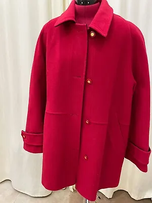 Ladies David Barry Red Wool Coat Size 16 • £12