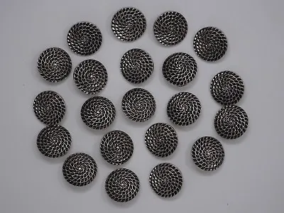 $4.95 • Buy Vtg Silver Black Spiral Geometric Art Deco Shank Buttons 28mm Lot Of 4 AA22-9