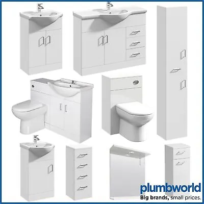 Bathroom Sink Cabinet Vanity Unit White Basin Storage Furniture Door Sink Toilet • £112.47