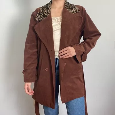 $35 • Buy Brown Vintage Cheetah Trench Coat