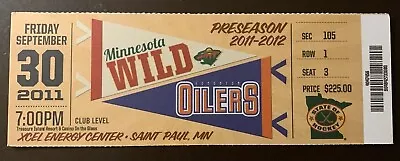 Minnesota Wild 9/30/2011 NHL Ticket Stub Vs Edmonton Oilers • $5.95