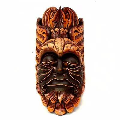 £35.97 • Buy Ethnic Very Large Wood Carved Wall Mask Hanging Tribal Green Man Mens Gift Idea