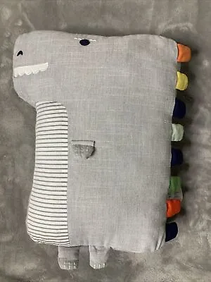 Pottery Barn Kids Dino Dinosaur Light Up Throw Accent Pillow Gray Defective 015 • $20