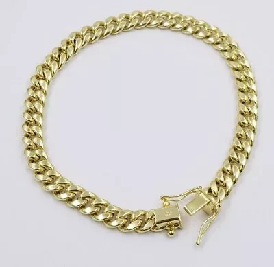 Mens REAL 10k Gold Miami Cuban Bracelet 7.5  6mm 10 Kt Yellow Gold Strong Links • $431.81