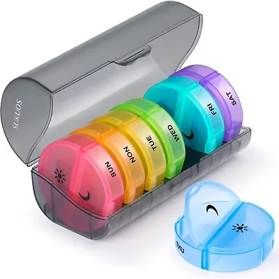 7-Day 2x Pill Organizer Large Daily Pill Cases For Pills/Vitamins/Fish Oil • $12.99
