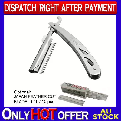 $27.99 • Buy STAINLESS STEEL SHAVING RAZOR FRAME WITH Optional FEATHER CUT BLADE