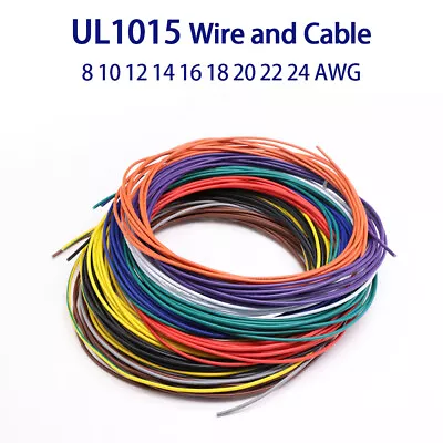 8 AWG-24 AWG UL1015 PVC Hookup Lead Electrical Cable Stranded Tinned Copper Wire • £1.67