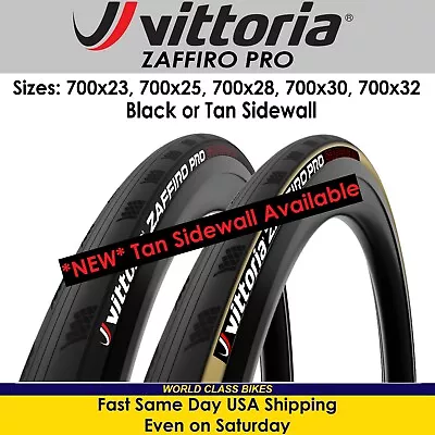 Vittoria Zaffiro Pro G2.0 700x23 25 28 30 32c Black Or Tan Folding Bike Tire • $34.99