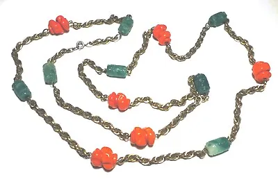 GRIPOIX Antique EARLY MIRIAM HASKELL Jade Green Glass BEAD NECKLACE 50  • $168