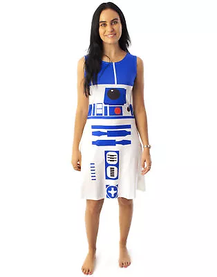 Star Wars R2D2 Costume Dress Women's Ladies Cosplay Droid White Clothing • $36.99