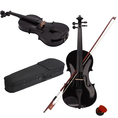 New High Quality 4/4 Full Size Acoustic Violin Fiddle + Case + Bow +Rosin Black • $46.98