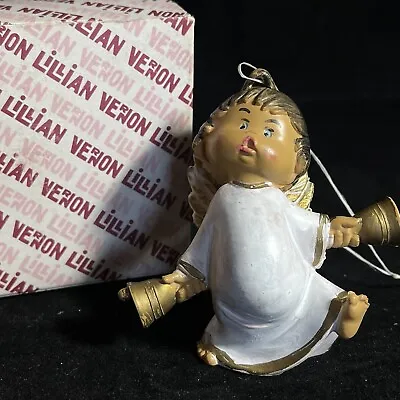 Vintage Lillian Vernon Bell-Ringing Cherub Ornament 3  With Original Box & Ad • $8