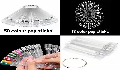 50 Display Nail Art Clear Key Ring Wheel Fan Polish Practice Color Pop Tip Stick • £3.29