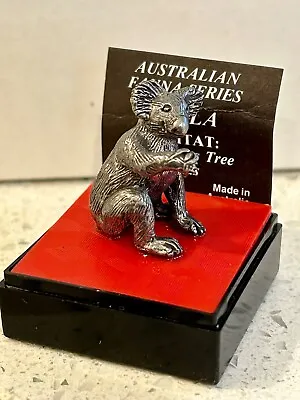 Miniature KOALA Pewter? Figure In Display Case -Australian Fauna Series Souvenir • $13