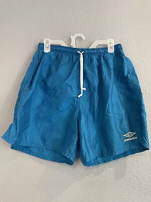 Vintage Umbro Soccer Shorts Adult XL Teal 100% Nylon  Drawstring Waist W/ Pocket • $19.99