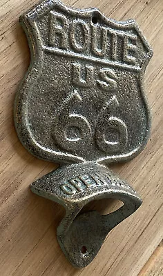 Route 66 Bottle Opener Cast Metal Heavy Duty Beer Soda Shop Vintage Garage Car • $14.99