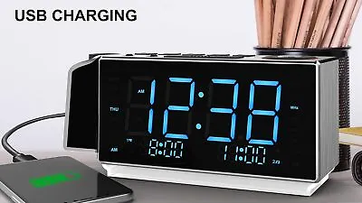 Projection Alarm Clock With FM Radio USB Charging Bluetooth For Bedside Room • $69.98