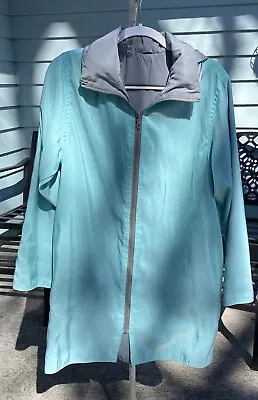 MYCRA PAC NOW Sz 1 S/M Reversible Blue/Dove Gray Hooded Travel Jacket • $33