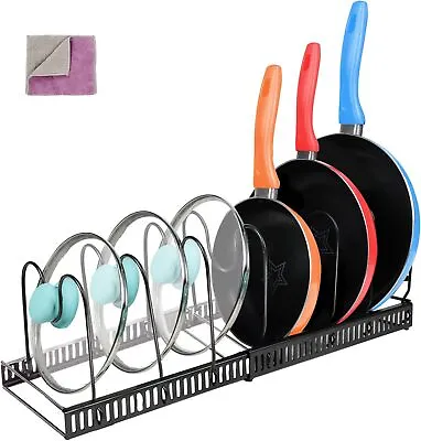 MASTERTOP Pan Organiser Rack Expandable Pan Lid Holder With 7 Adjustable Divide • £26.81