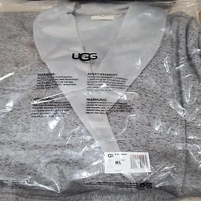 New Mens Medium/l Grey Heather Ugg Robinson Double Knit Fleece Robe 1096932 $148 • $67.96