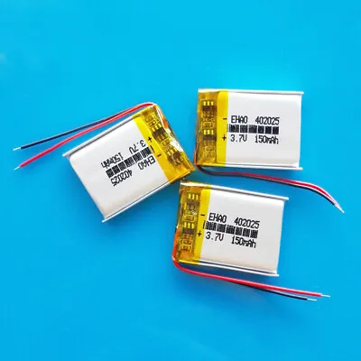 3 Pcs 3.7V 150mAh LiPo Battery Rechargeable 402025 For MP3 Smart Watch Earphone • £8.39