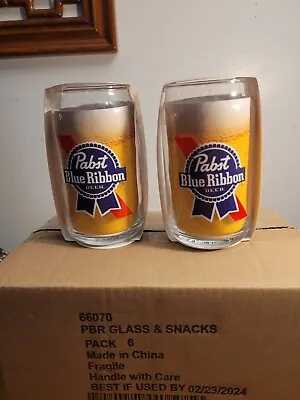 New Set Of 6 Pabst Blue Ribbon Snack N' Glass  Pub Mix • $32