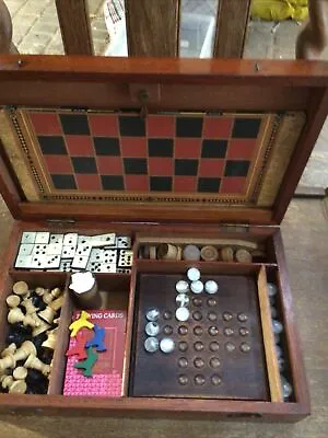 £105.88 • Buy Antique / Vintage Games Compendium, Fitted Box, Chess Backgammon Drafts Horses