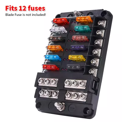 12 Way Fuse Box Blade Fuse Block For 12V/32V Truck Car Boat Marine RV Van Vehicl • $17.28