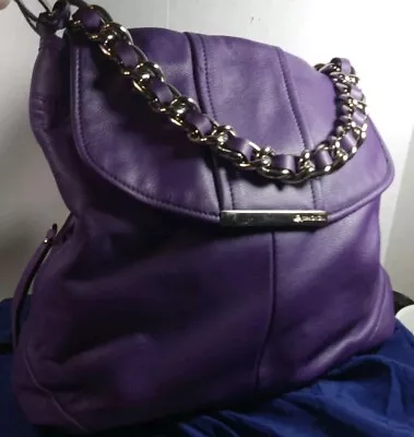 *B. Makowsky*Side Zip Pockets Shoulder/Cross Body Leather Purple Purse 13 X 16  • $73.50